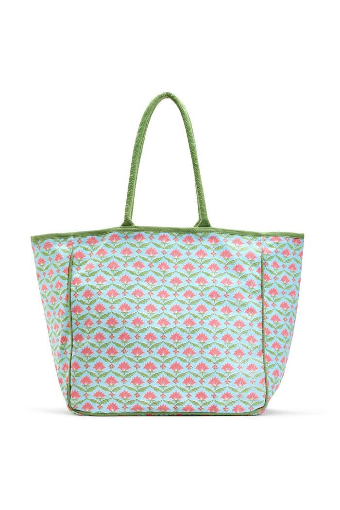 FLORAL BLOCK PRINT TOTE BAG Product Image