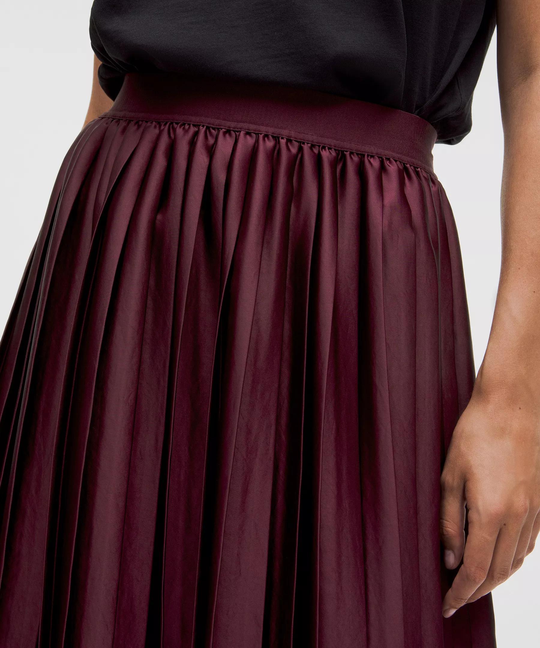 Satin Pleated Midi Skirt Product Image