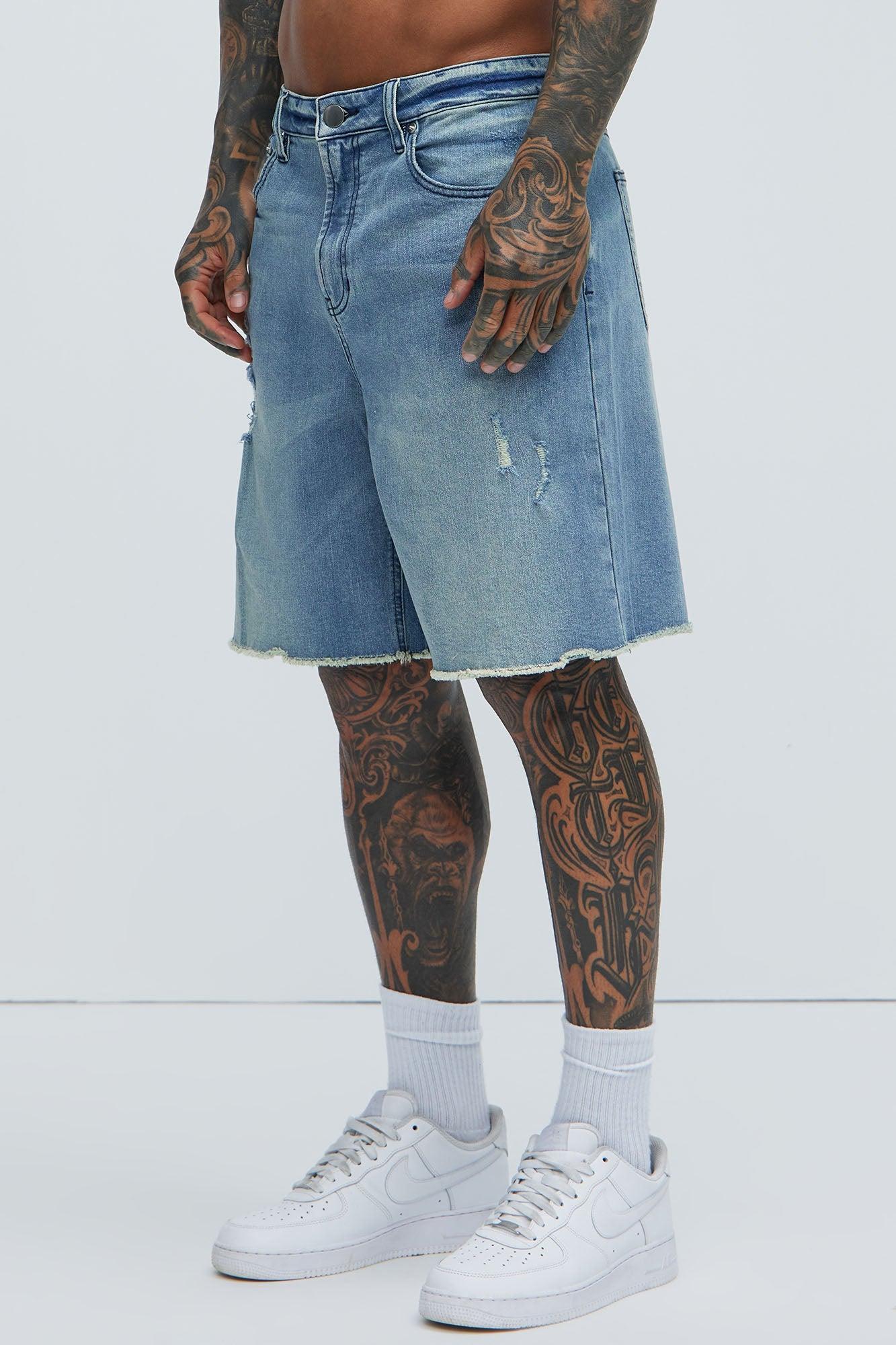 Lounge Relaxed Denim Shorts - Medium Blue Wash Product Image