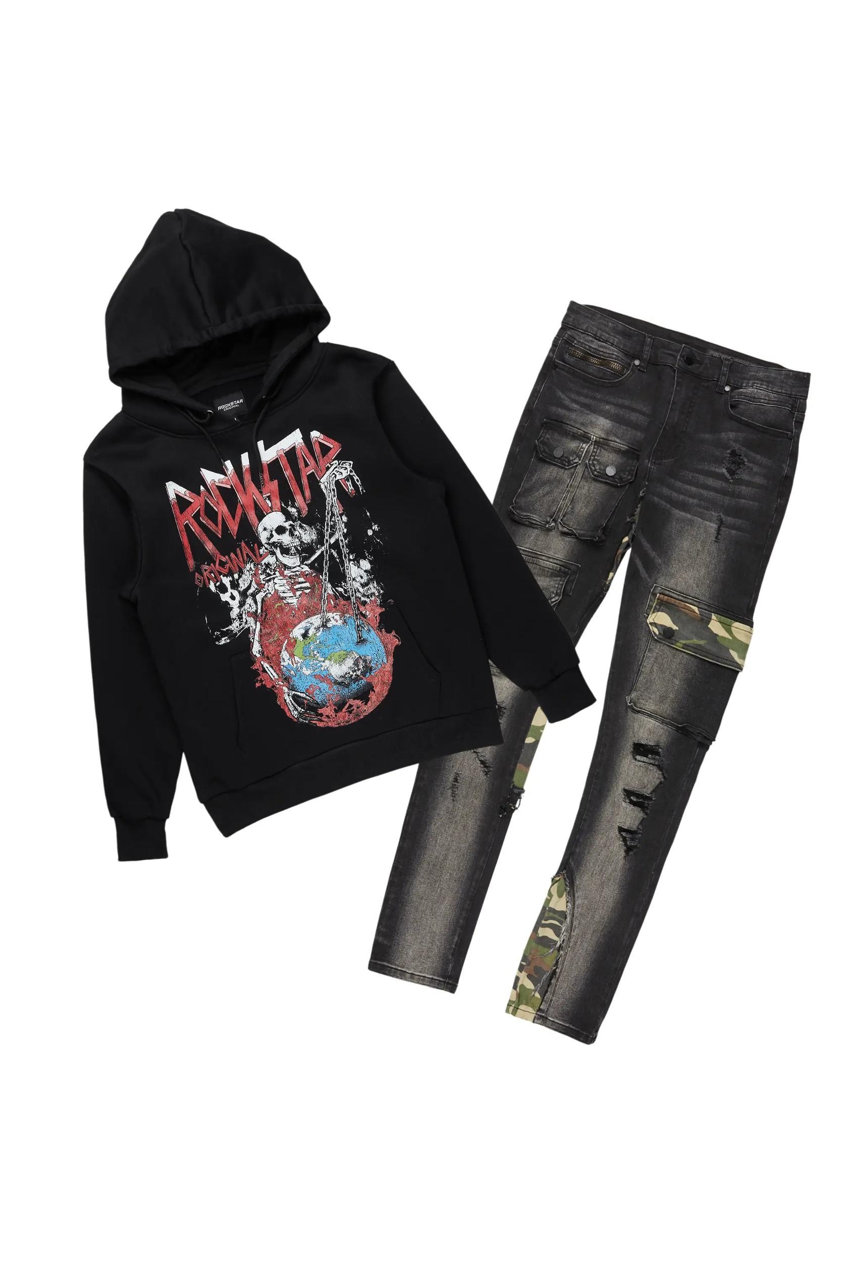 Barrett Black Hoodie & Zeta Slim Fit Jean Bundle Male Product Image
