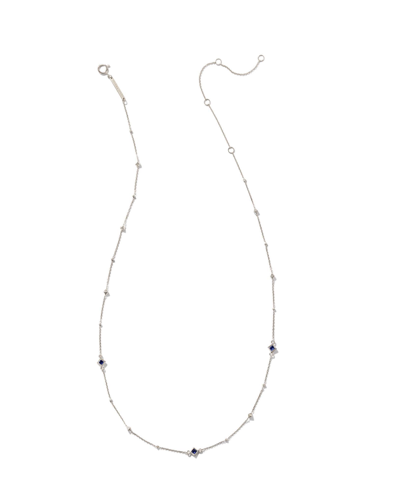 Michelle 14k White Gold Strand Necklace in Blue Sapphire Product Image