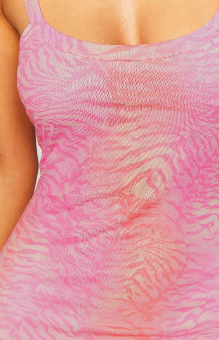 Lana Pink Sunset Tiger Print Mini Dress Product Image