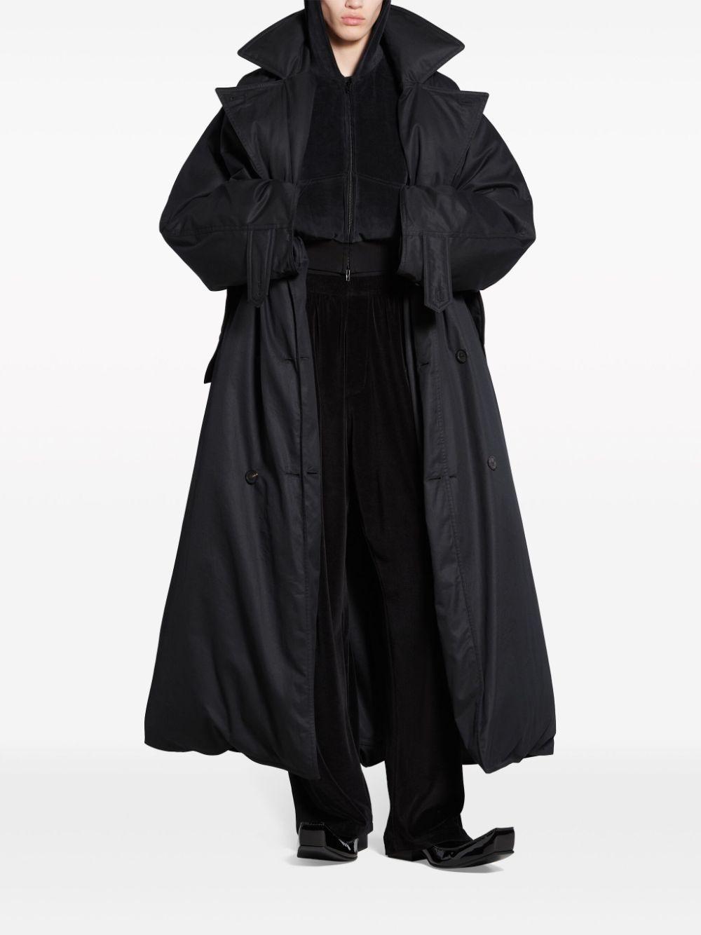 BALENCIAGA Belted Padded Trench Coat In Black Product Image