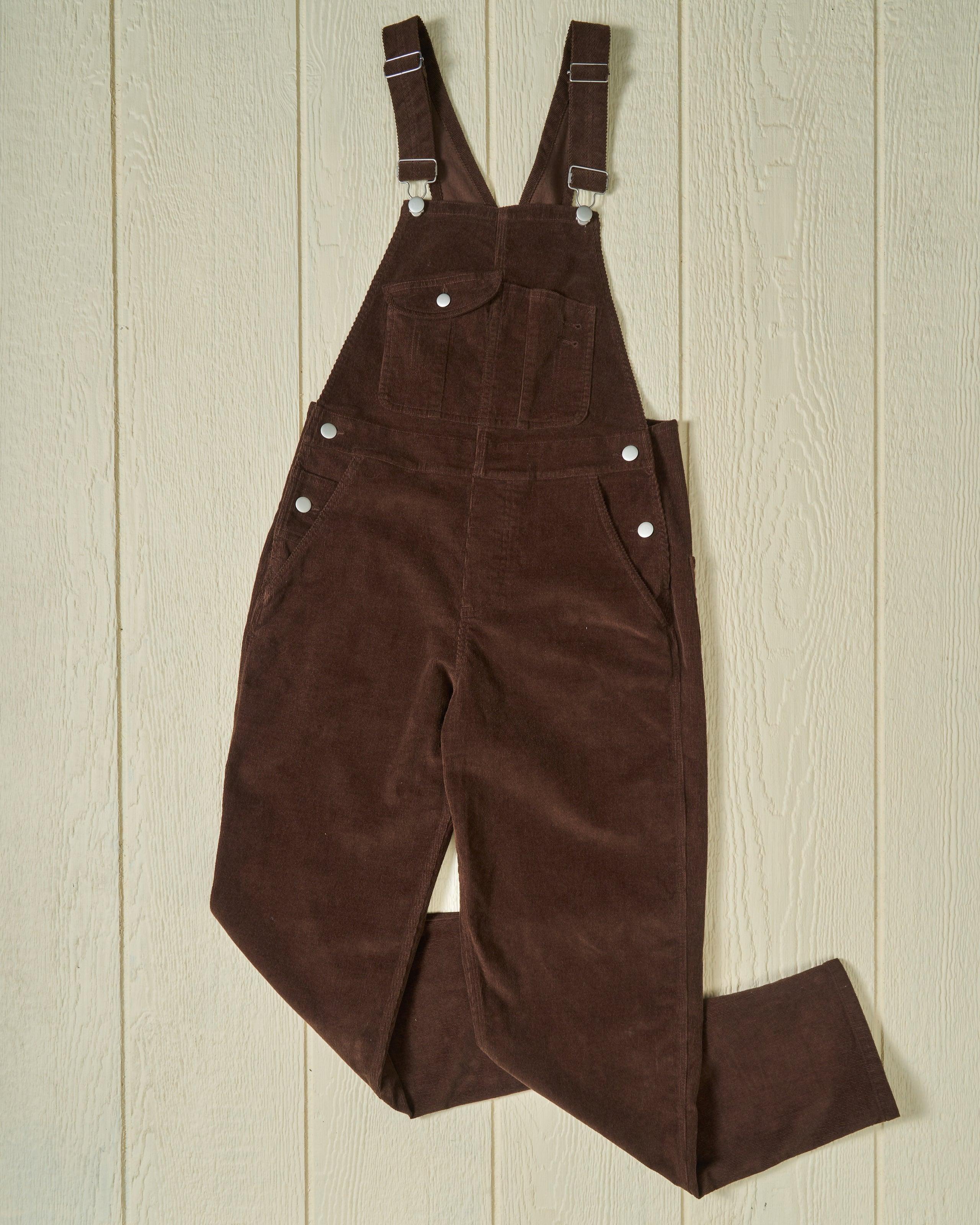 Women's Overalls in Brown Corduroy Product Image