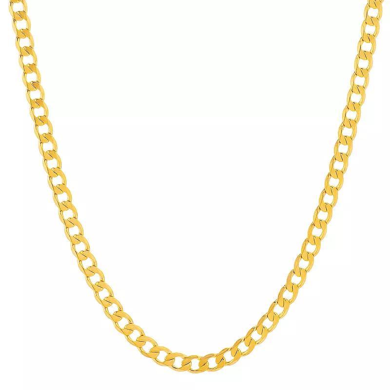 Mens 14k Gold Plated 6 mm Curb Chain Necklace Gold Tone Product Image