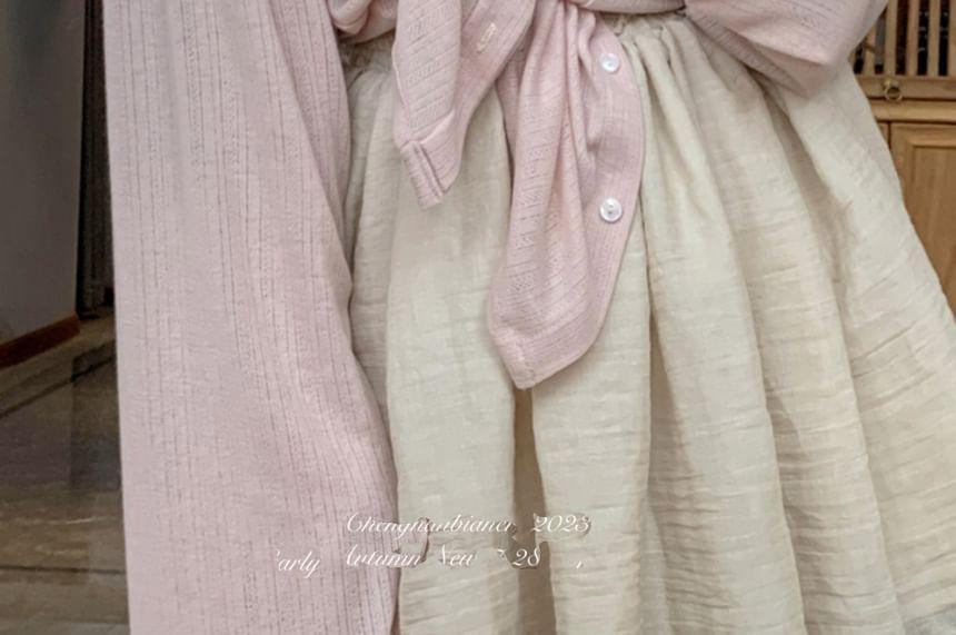 Long Sleeve Crew Neck Button Up Cardigan Product Image