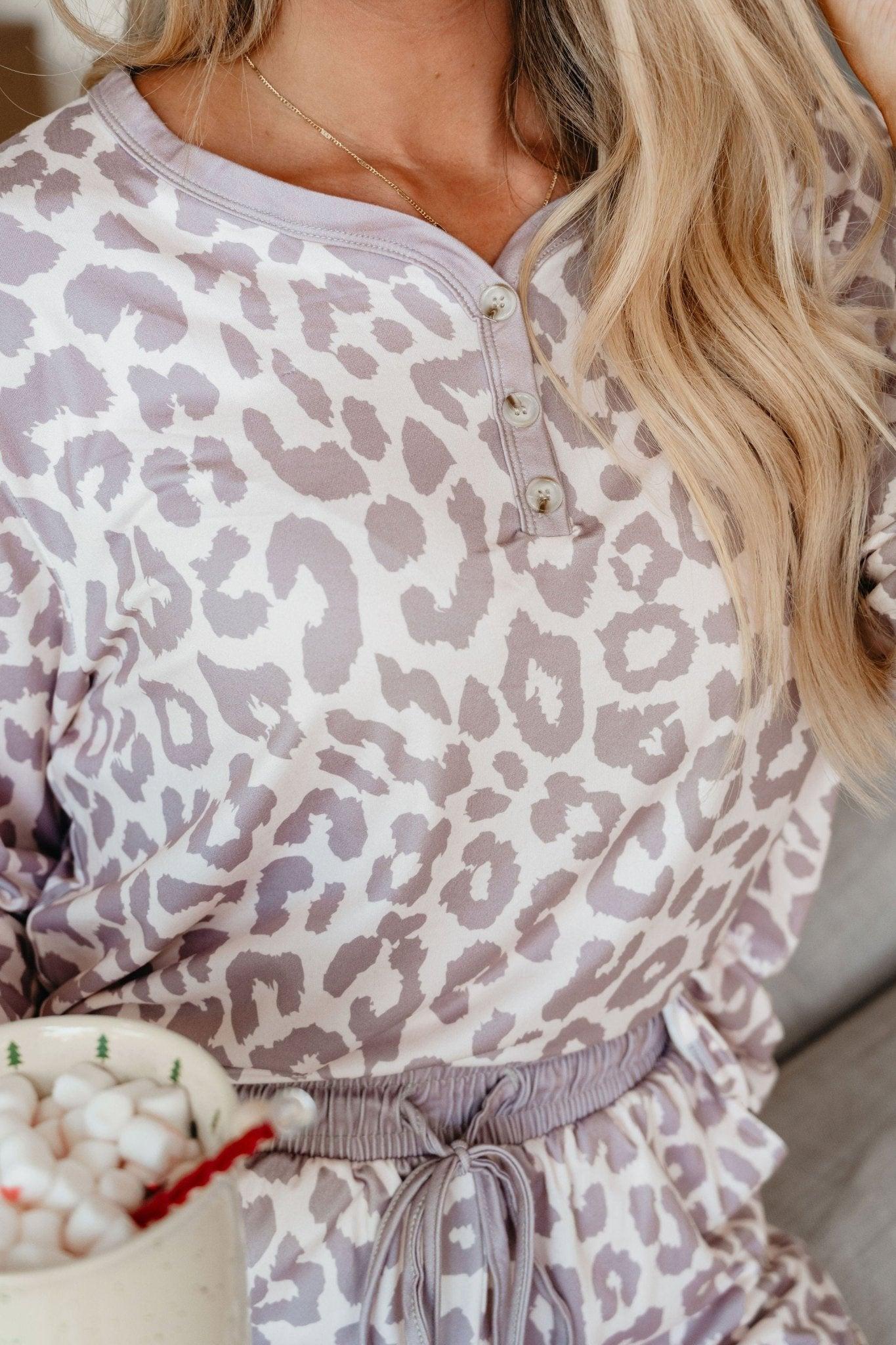 Super Soft Tan Leopard Print Pajama Set - FINAL SALE Female Product Image