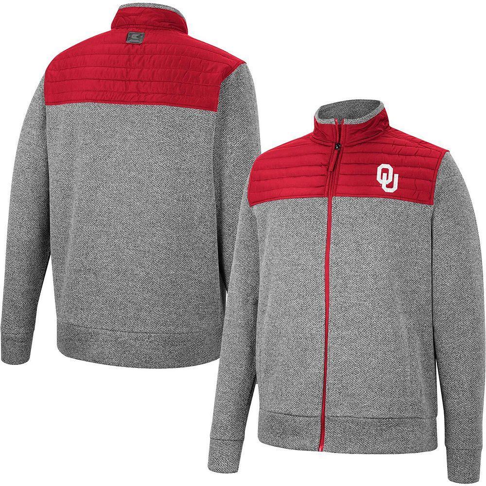 Men's Colosseum Charcoal/Cardinal Arkansas Razorbacks Putter Herringbone Full-Zip Jacket,  Product Image