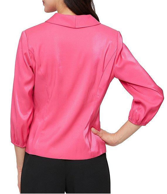 Alex Evenings V-Neck 3/4 Sleeve Button Front Shimmer Blouse Product Image