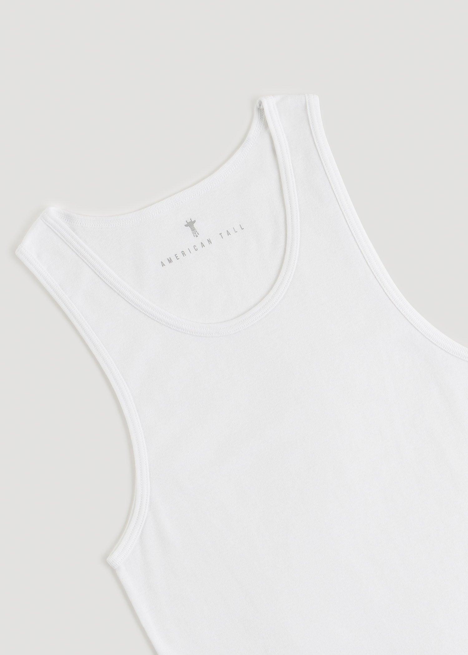 Ribbed Undershirt Tank Top for Tall Men in Bright White Male Product Image