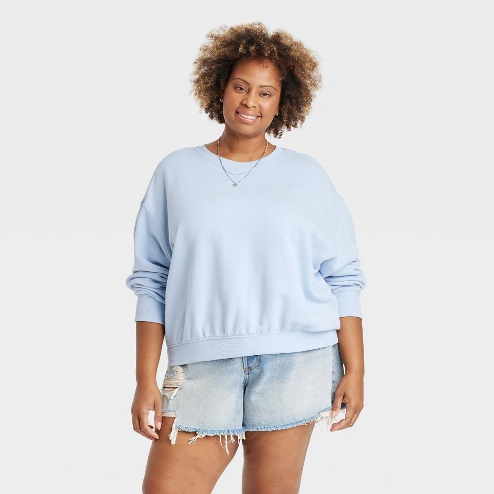 Womens Leisure Studio Pullover Sweatshirt - Universal Thread Light Blue 3X Product Image