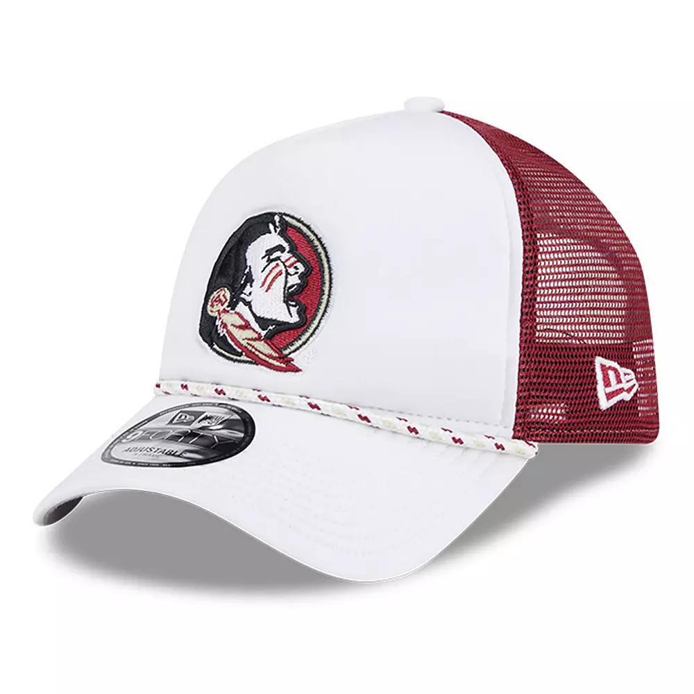 Men's New Era White/Garnet Florida State Seminoles Court Sport Foam A-Frame 9FORTY Adjustable Trucker Hat Product Image