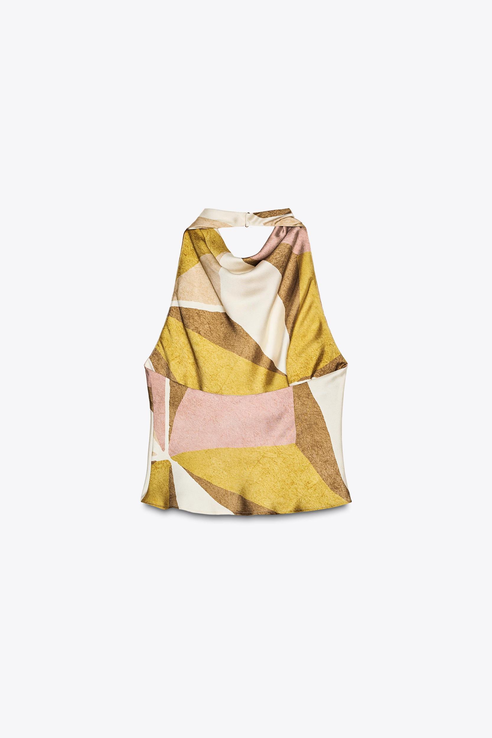 GEOMETRIC PRINT HALTER TOP Product Image