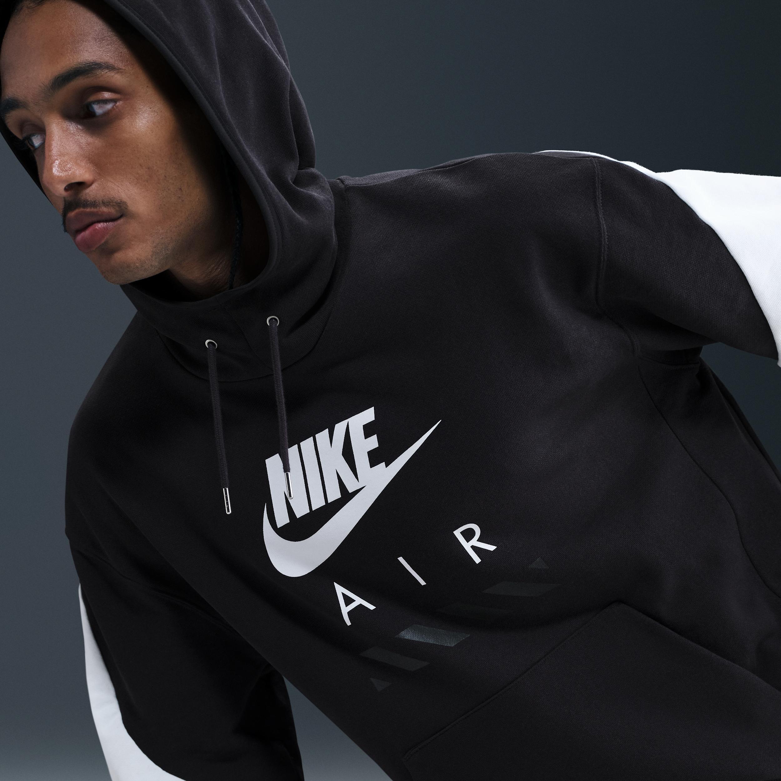 Nike Mens Nike Air Fleece Pullover Hoodie BFT - Mens Black/White/White Product Image