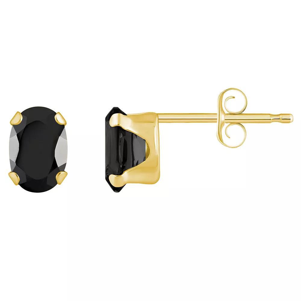 Celebration Gems 10k Gold Oval Onyx Stud Earrings, Women's, Yellow Product Image
