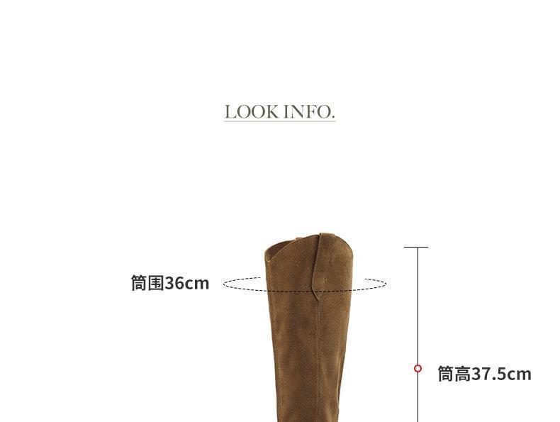 Faux Suede Chunky Heel Tall Boots Product Image