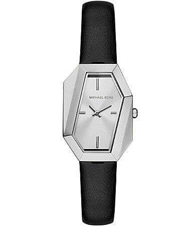 Michael Kors Womens Suri Two-Hand Black Leather Strap Watch Product Image