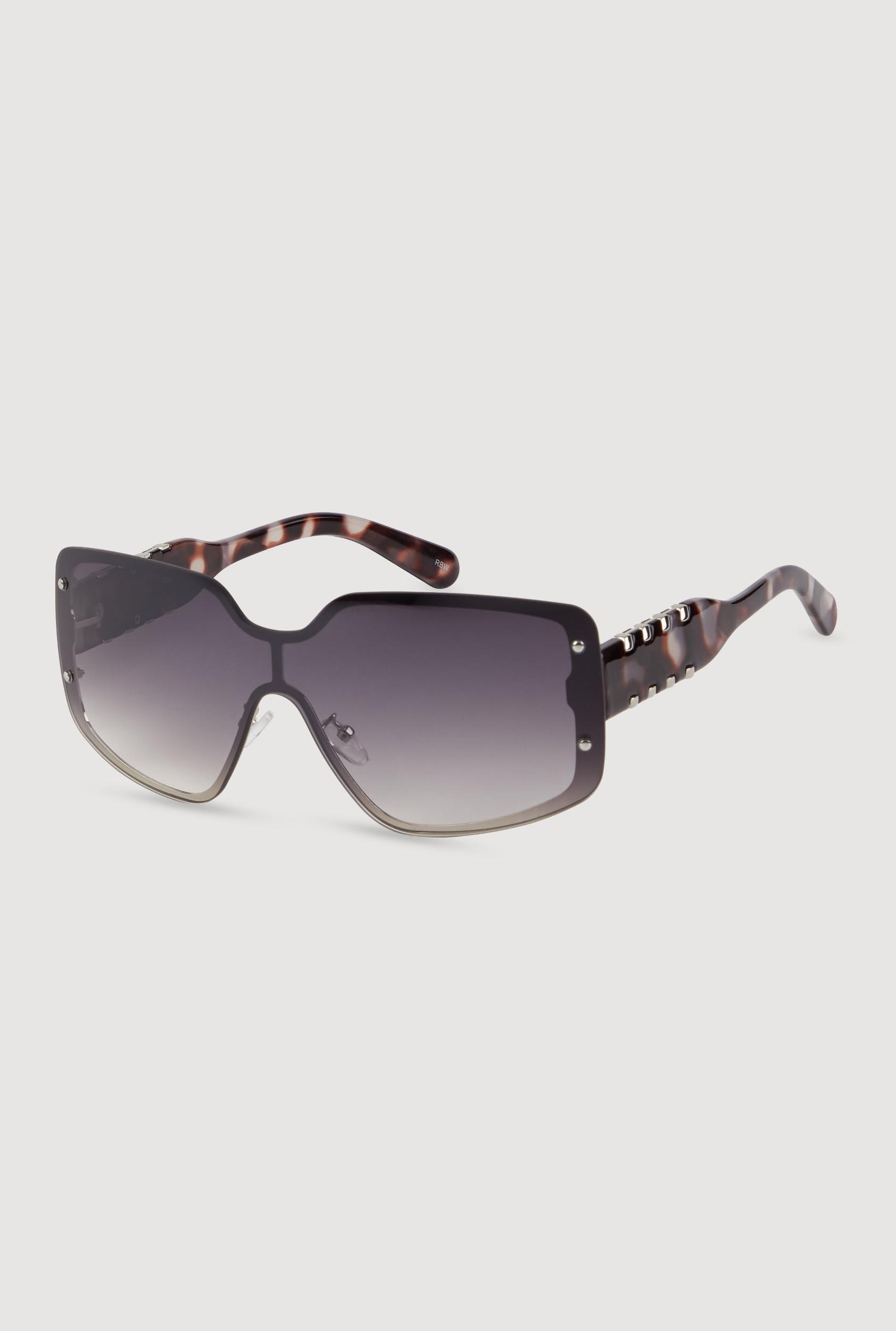 Gradient Lens Shield Sunglasses with Stud Detail Unisex Product Image