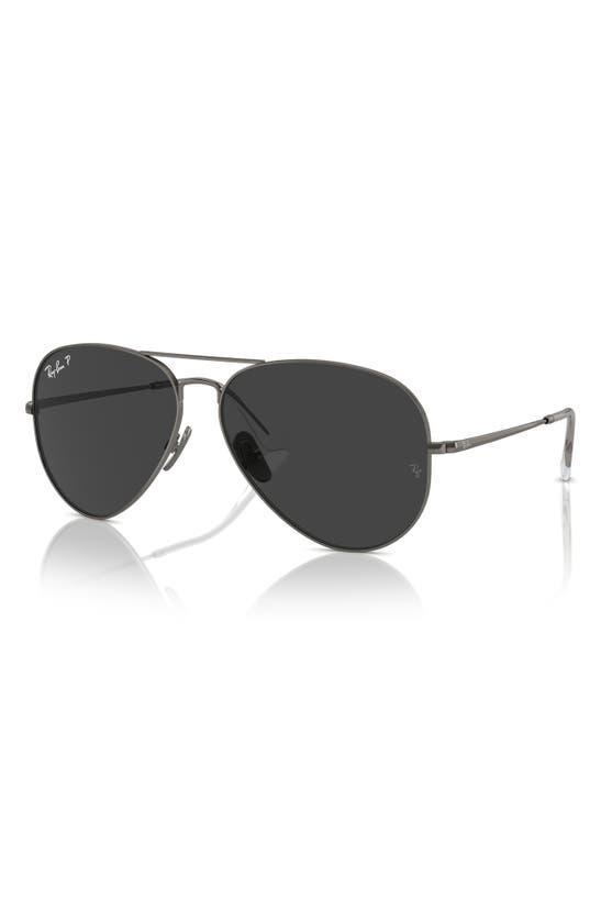 RAY BAN 58mm Polarized Aviator Sunglasses In Gunmetal Product Image