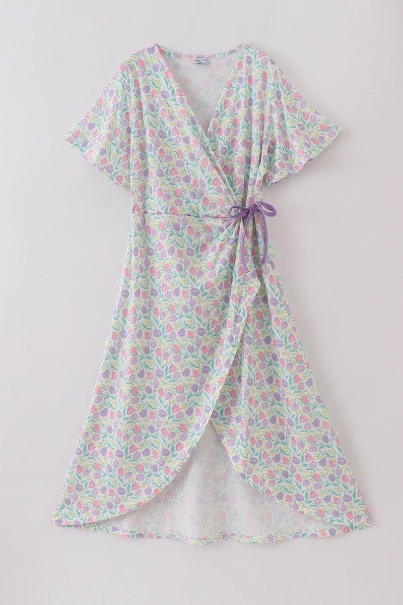 Bow applique print mom&me dress Product Image