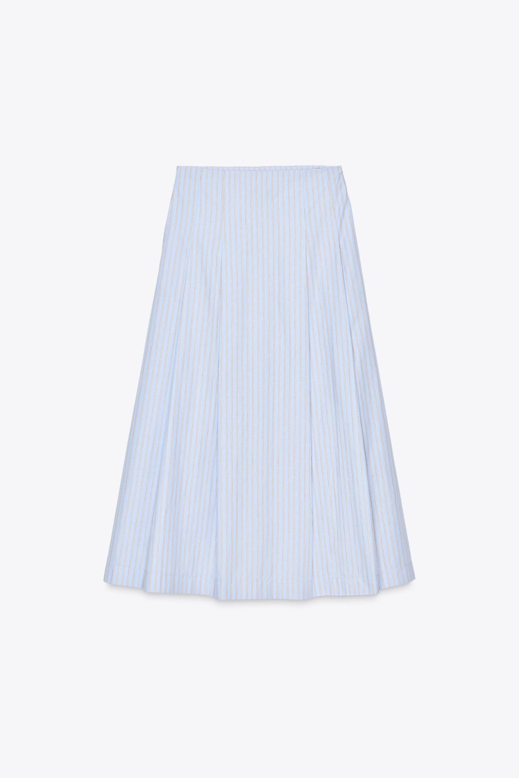 PLEATED STRIPED MIDI SKIRT Product Image
