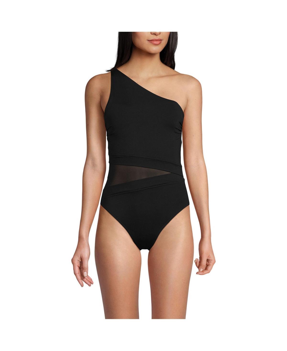 Womens Lands End One Shoulder One-Piece Swimsuit Product Image