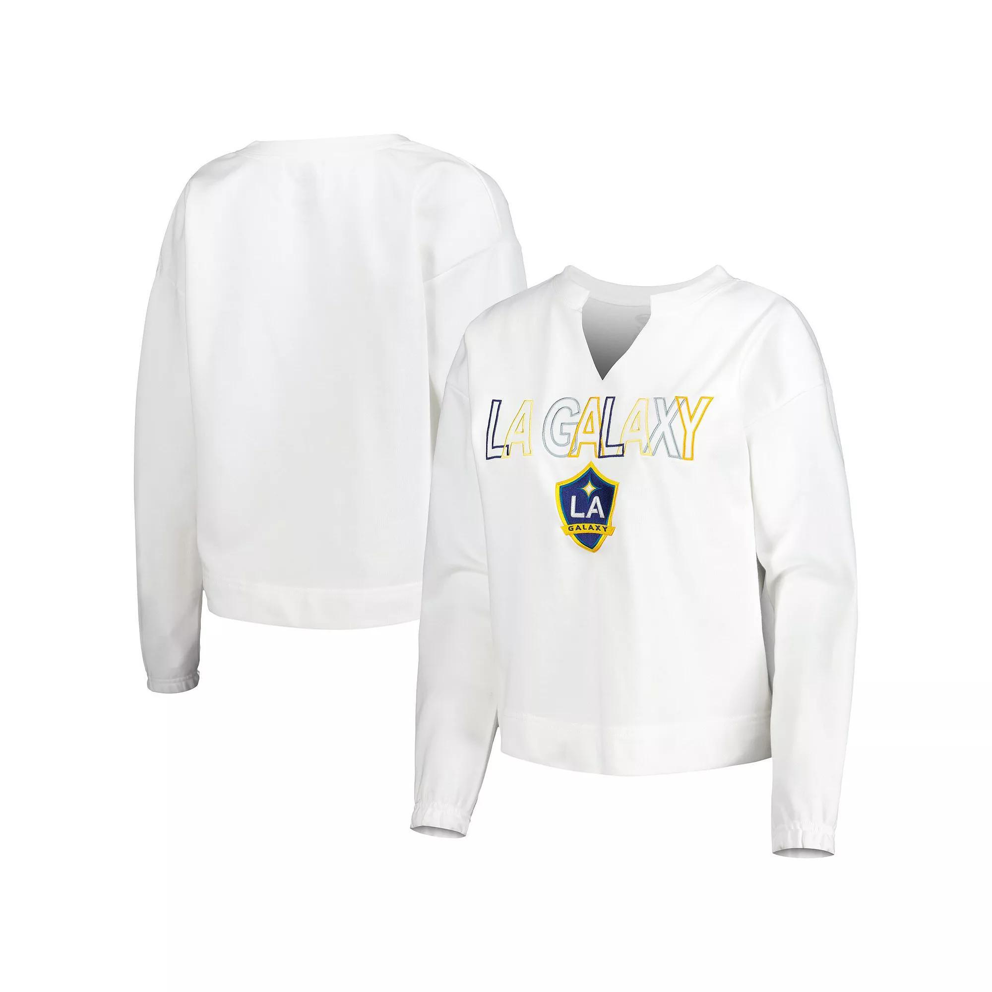 Women's Concepts Sport White LA Galaxy Sunray Notch Neck Long Sleeve T-Shirt,  Product Image