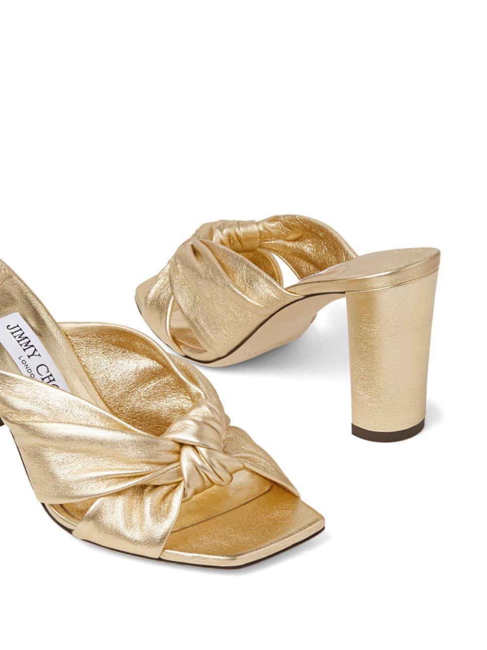 JIMMY CHOO Avenue Metallic-finish Leather Mules In Gold Product Image