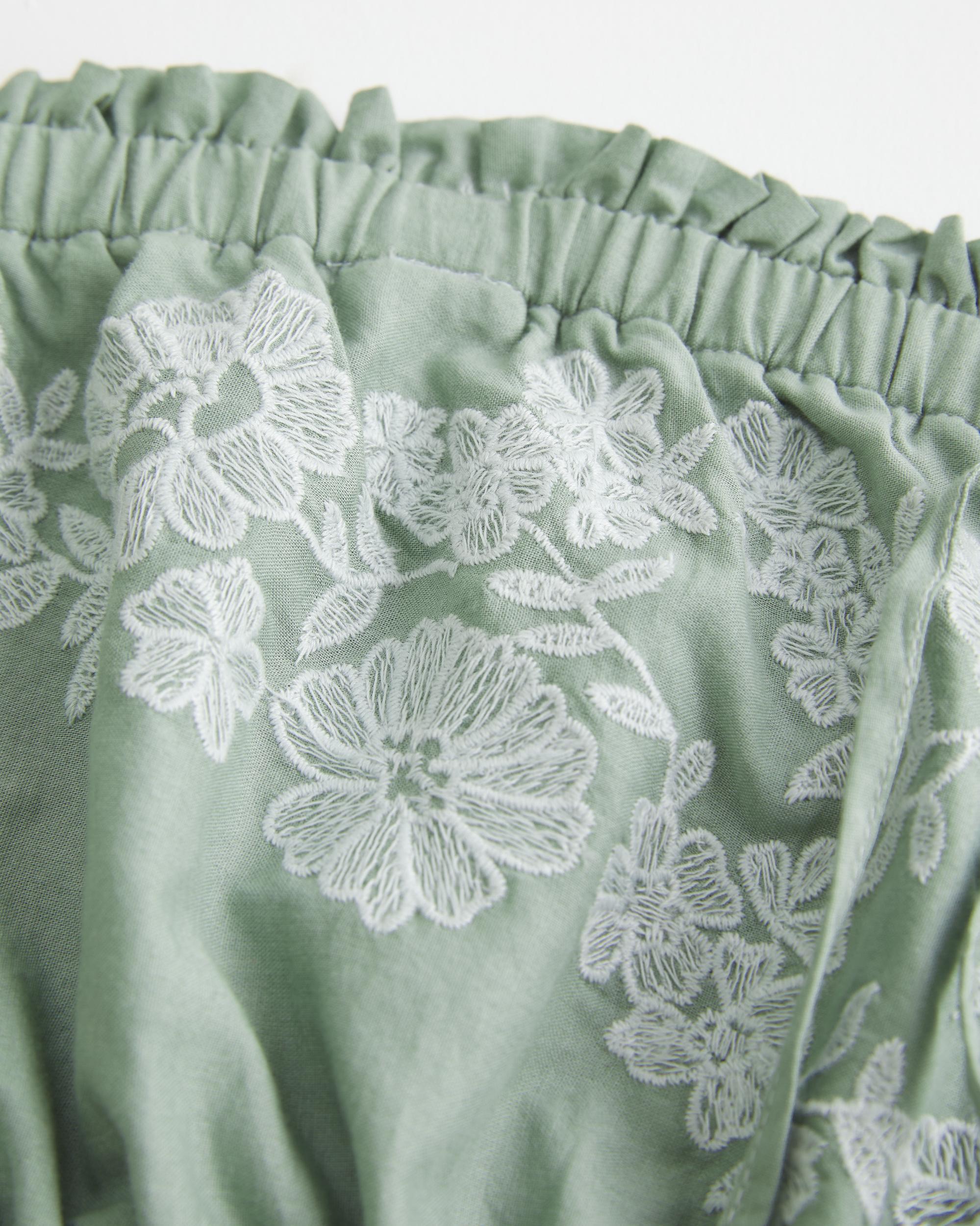 Strapless Embroidered Babydoll Dress Product Image