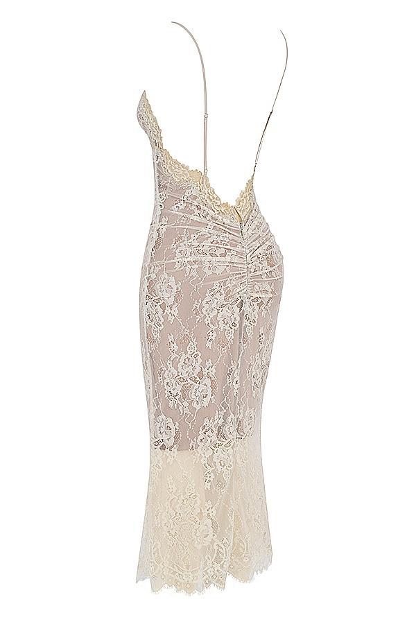 Serelle Antique Ivory Lace Midi Dress Product Image