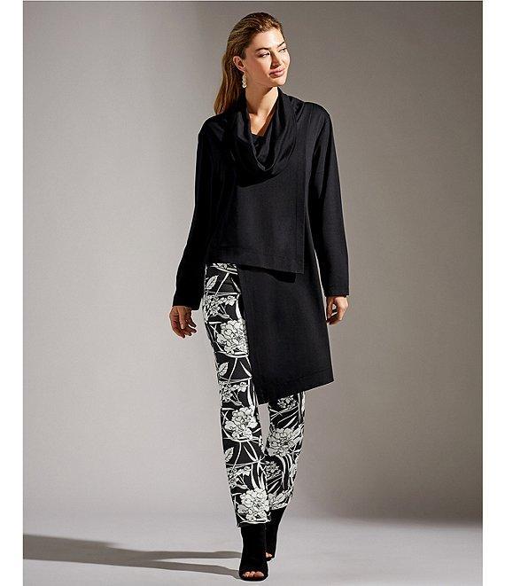 Bryn Walker Pita Modal Ponte Cowl Neck Long Sleeve Asymmetrical Front Peak Tunic Product Image