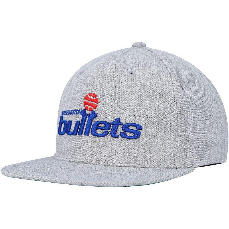 Mens Mitchell & Ness Heather Gray Washington Bullets Hardwood Classics 2.0 Snapback Hat Product Image