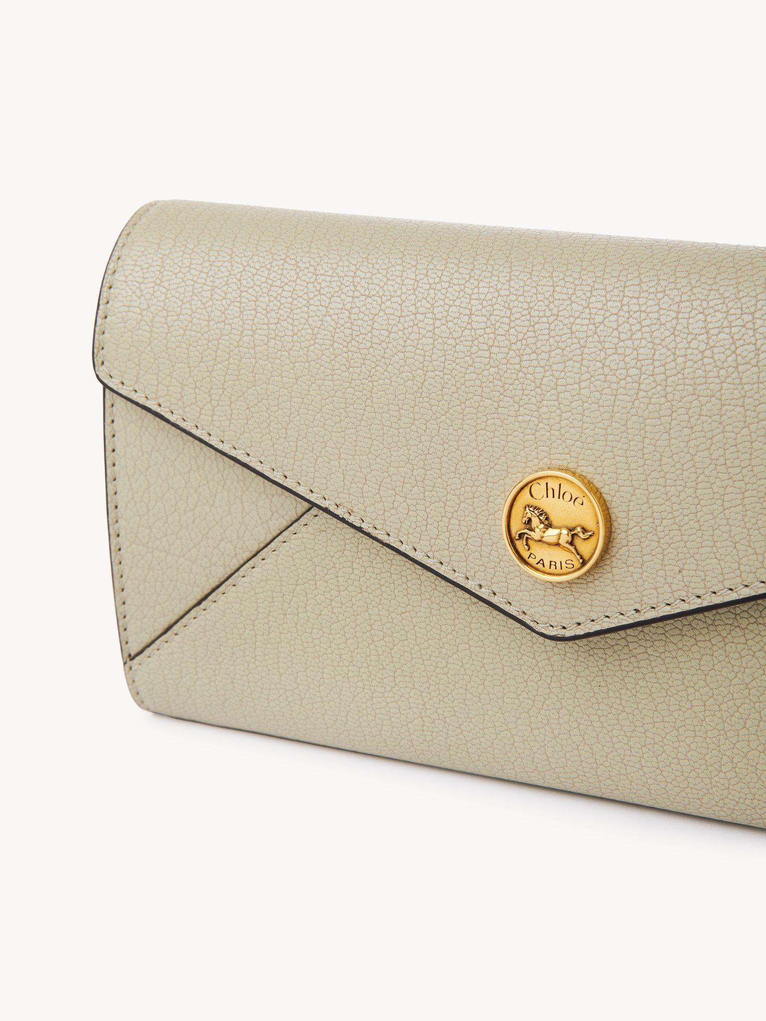 Envelope long wallet with flap in grained leather Product Image