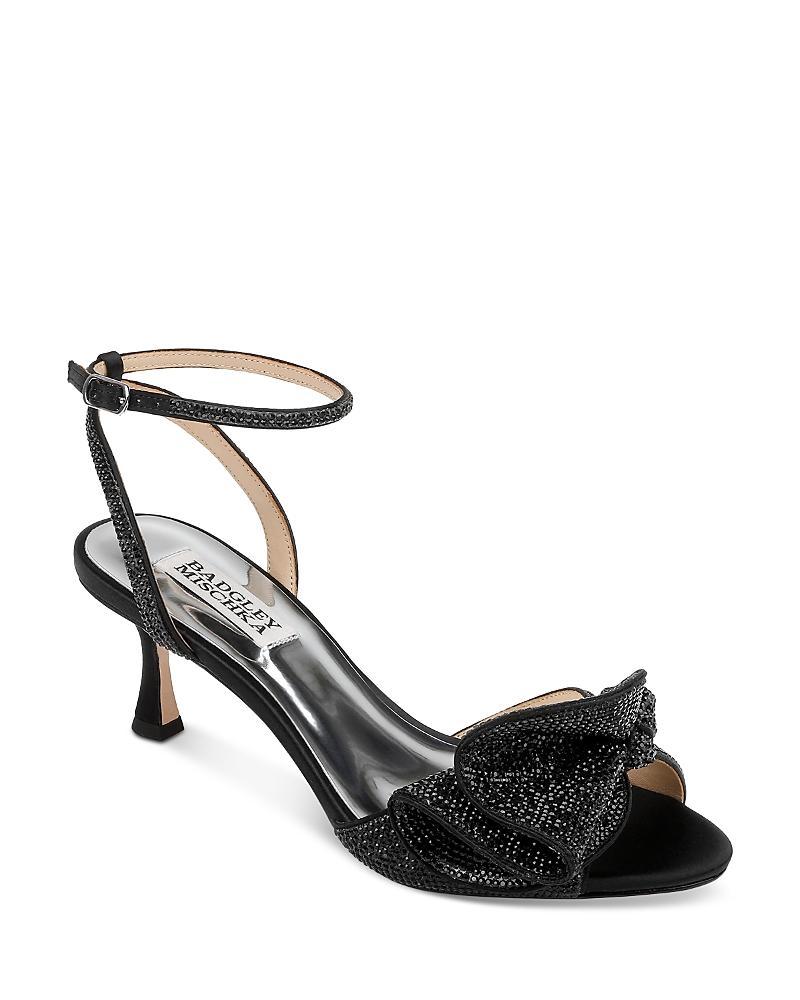 Badgley Mischka Remi Crystal Embellished Ruffle Bow Dress Sandals Product Image