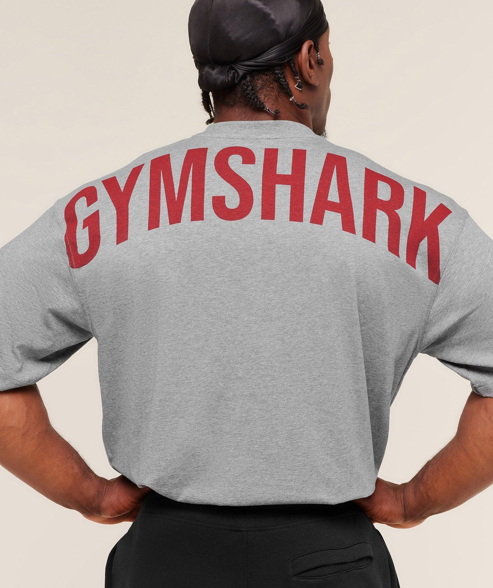 Gymshark Power T-Shirt - Charcoal Core Marl/Sets Red Male Product Image