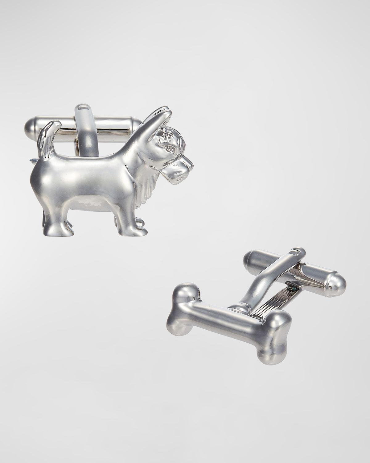 Mens Silvertone Dog and Bone Cufflinks Product Image