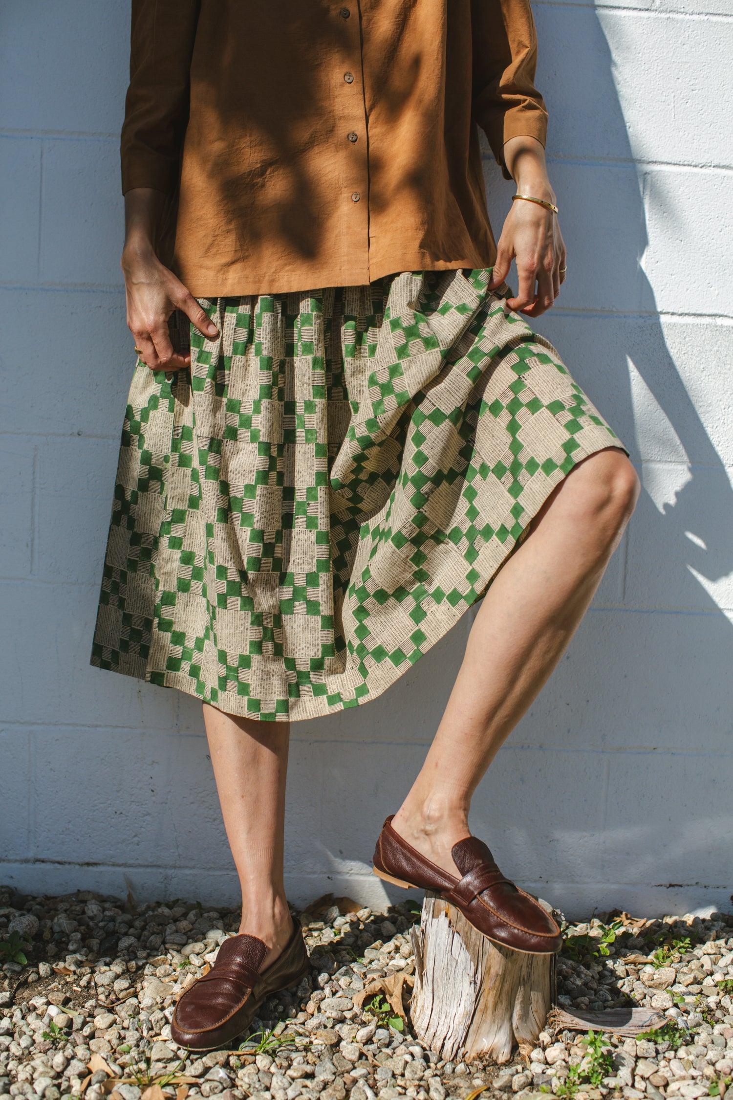 Checkered Green skirt Product Image