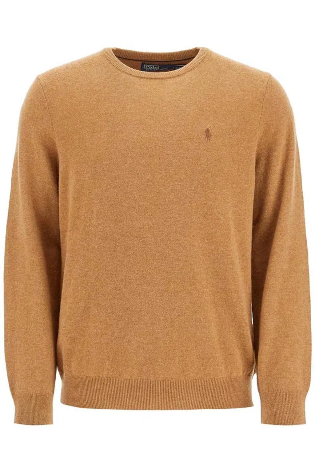 POLO RALPH LAUREN Wool Pullover With Pony Embroidery In Brown Product Image