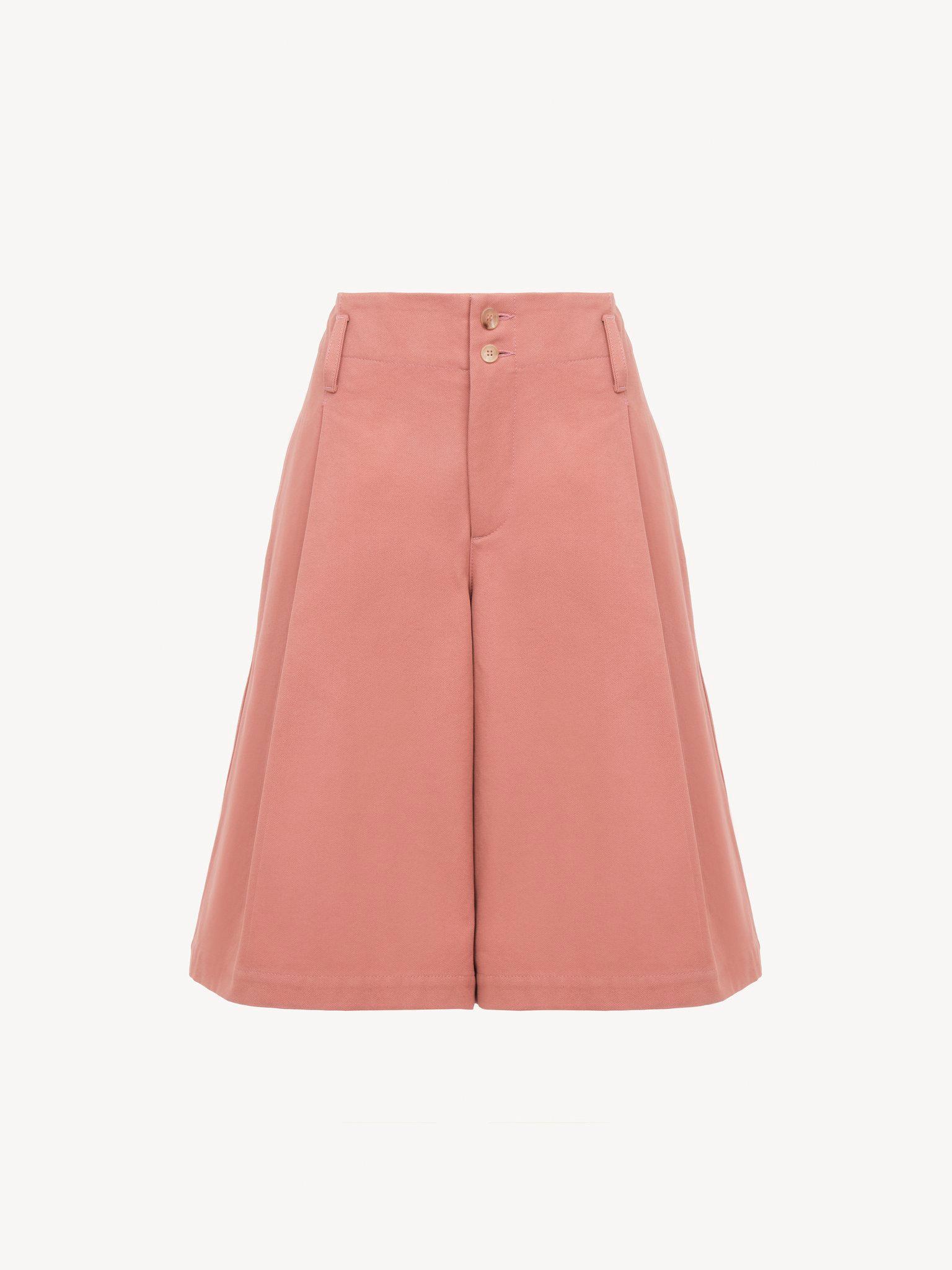 High-rise wide-leg bermuda shorts in cotton Product Image