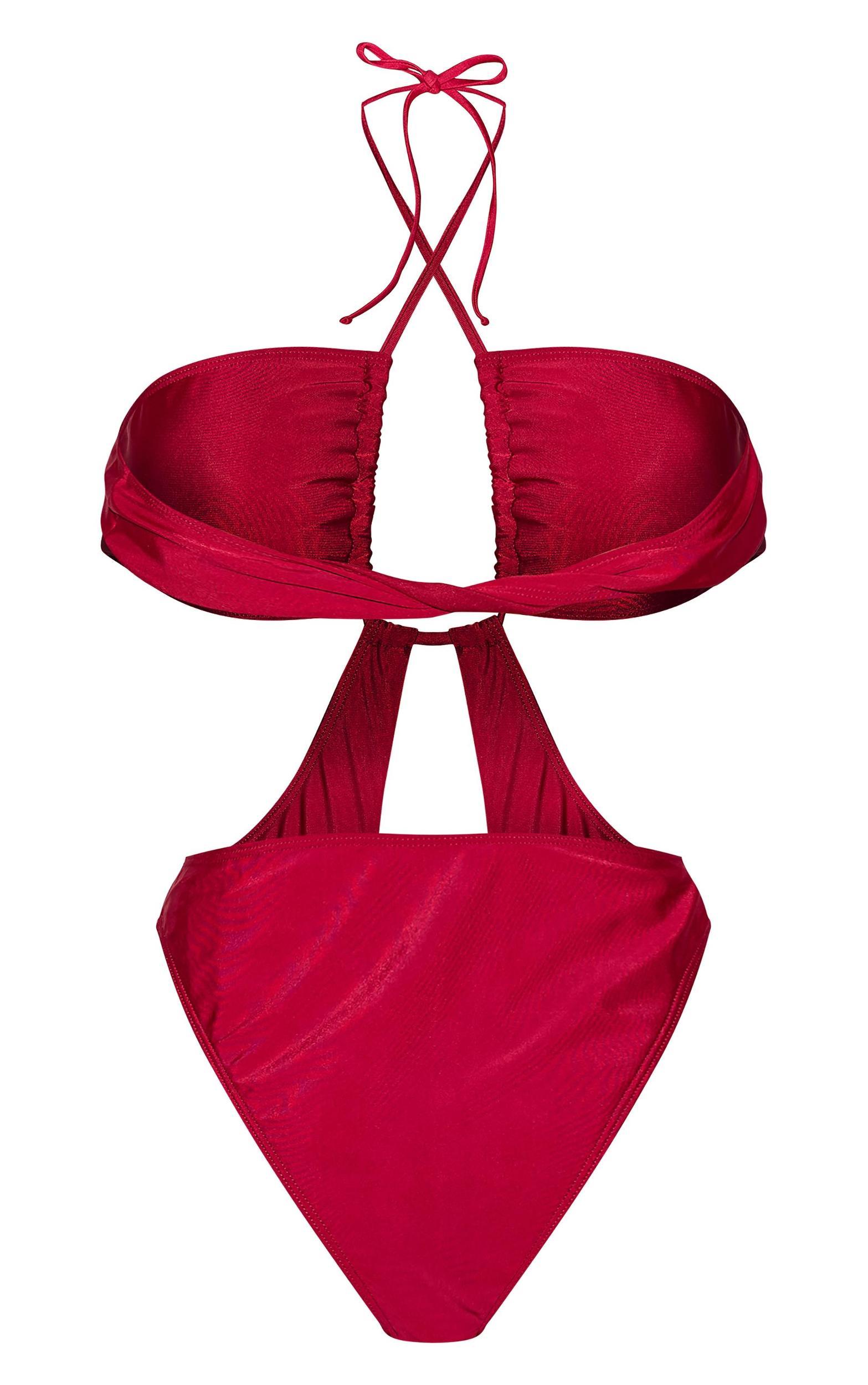 Berry Red Cut Out Swimsuit Product Image