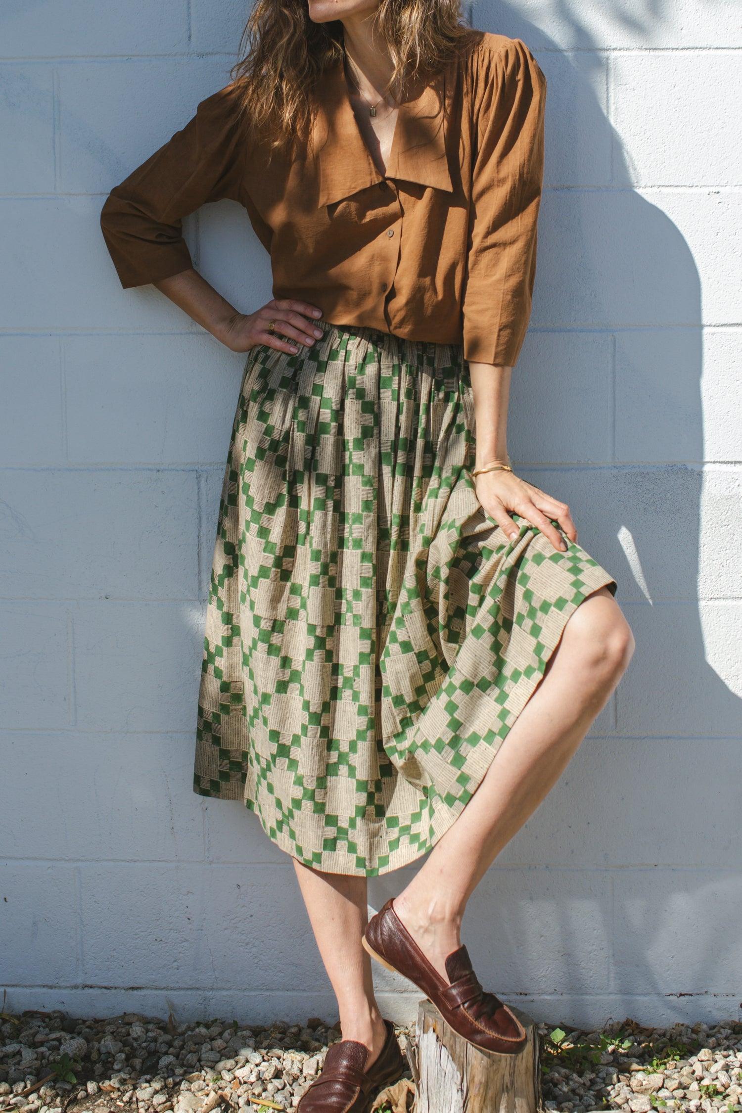 Checkered Green skirt Product Image