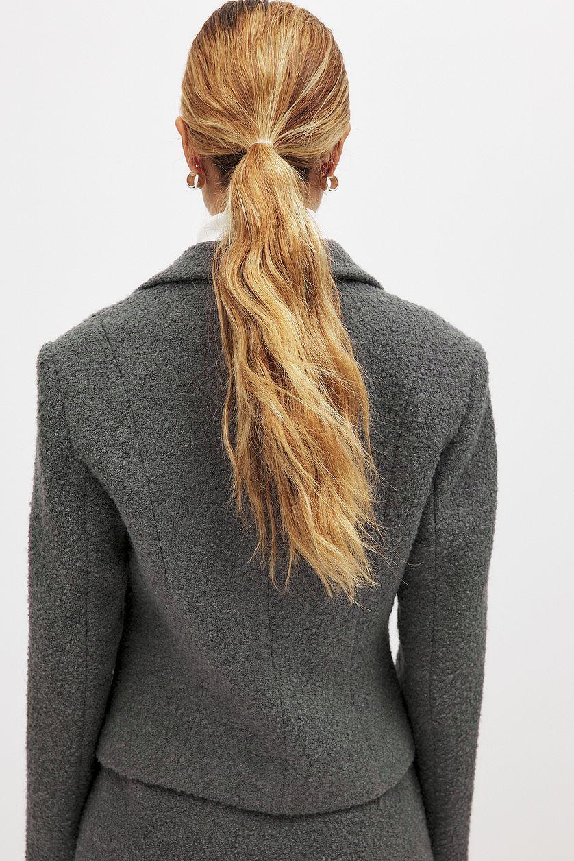 Wool Blend Short Blazer Grey Product Image