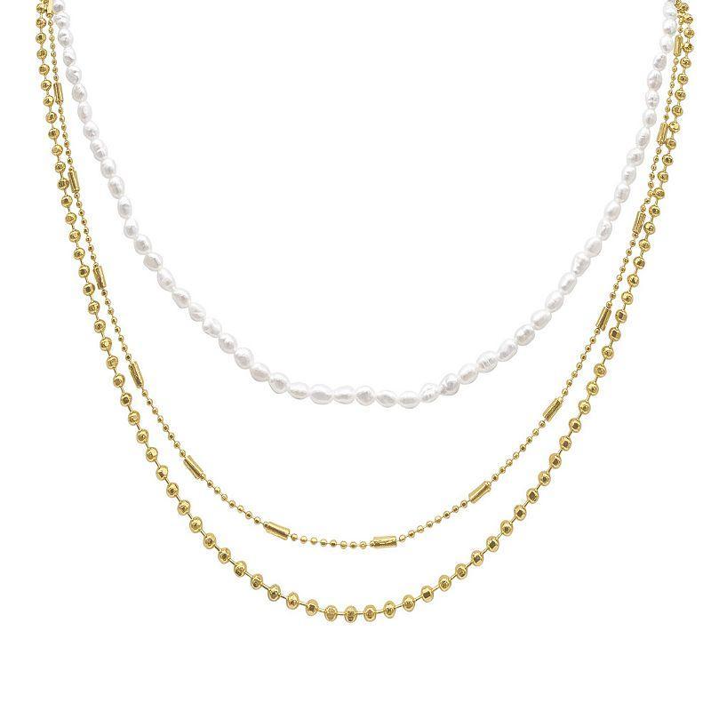 Adornia Gold-Tone Imitation Pearl Three-Row Layered Necklace, 17 + 3 extender Product Image