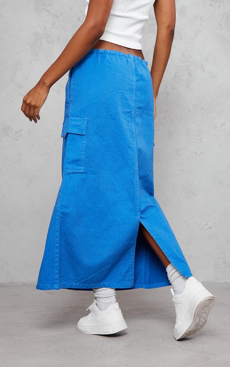 Steel Blue Twill Toggle Washed Midaxi Skirt Product Image