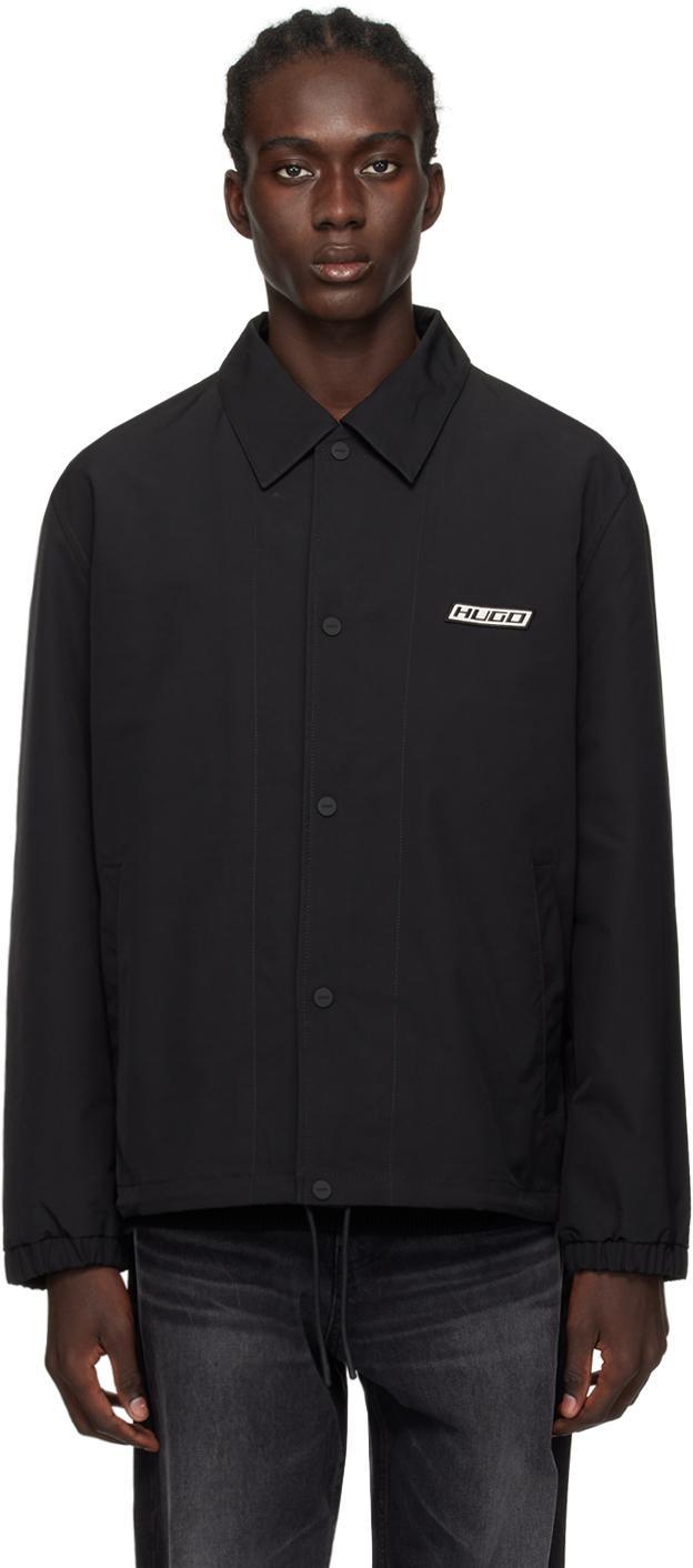 HUGO BOSS Water-repellent Coach Jacket With Logo Badge In Black Product Image