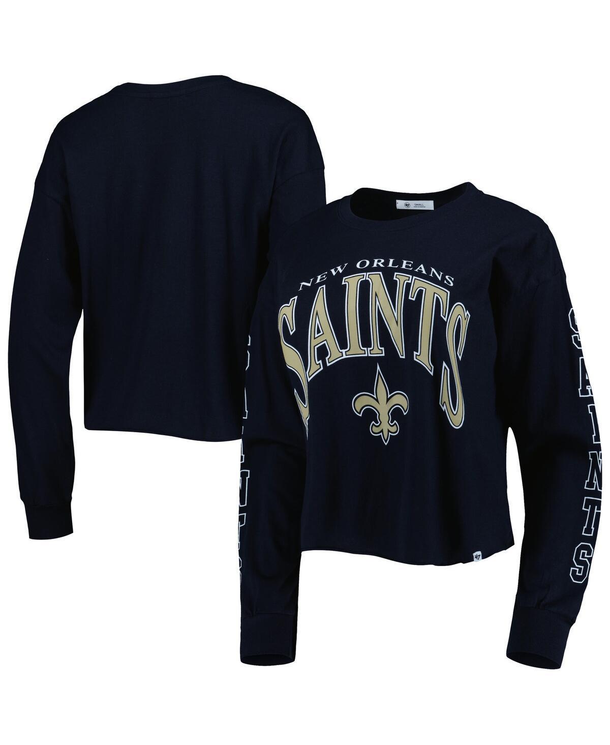 Womens 47 New Orleans Saints Skyler Parkway Cropped Long Sleeve T-Shirt Product Image