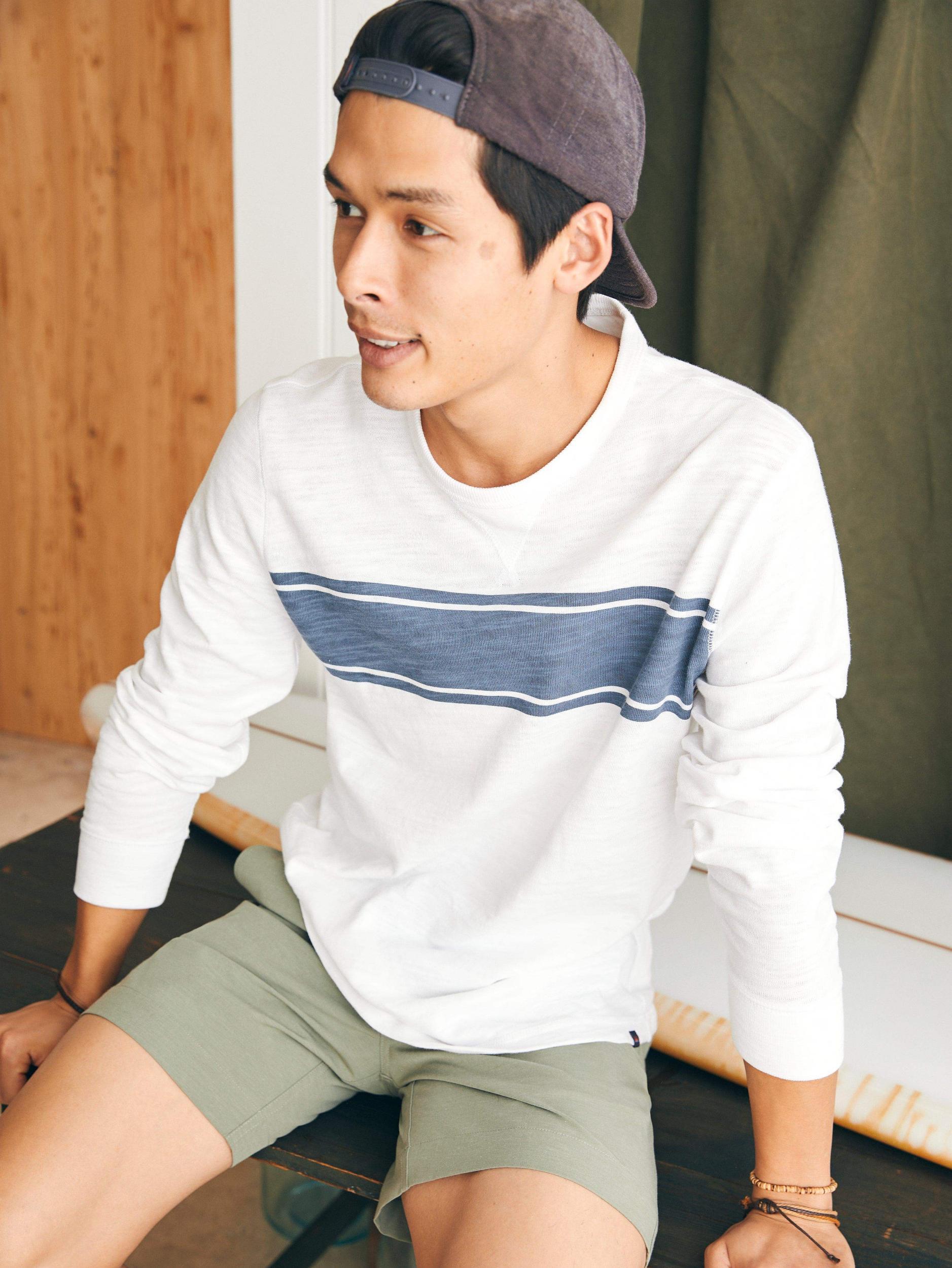 Sunwashed Slub Crew - White Surf Stripe Male Product Image