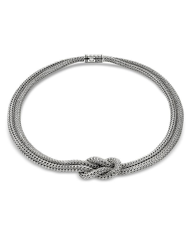 JOHN HARDY Sterling Silver Love Knot Double Woven Chain Statement Necklace, 16 Product Image