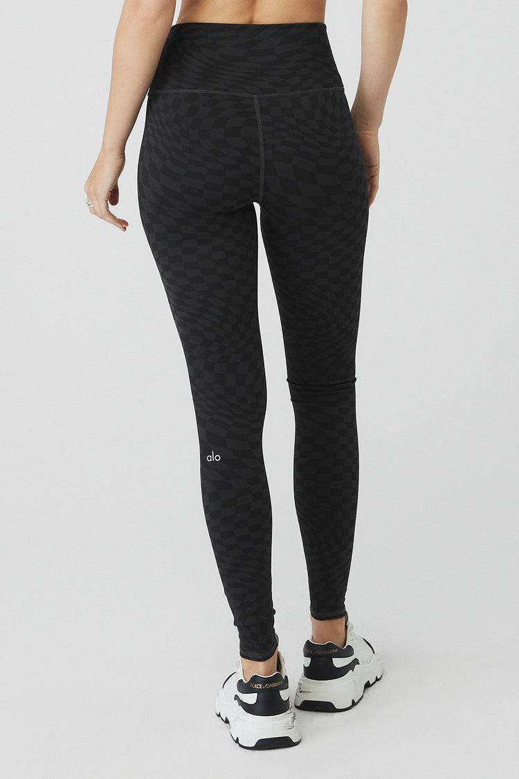 Jacquard High-Waist Checkered Legging - Black/Anthracite Product Image