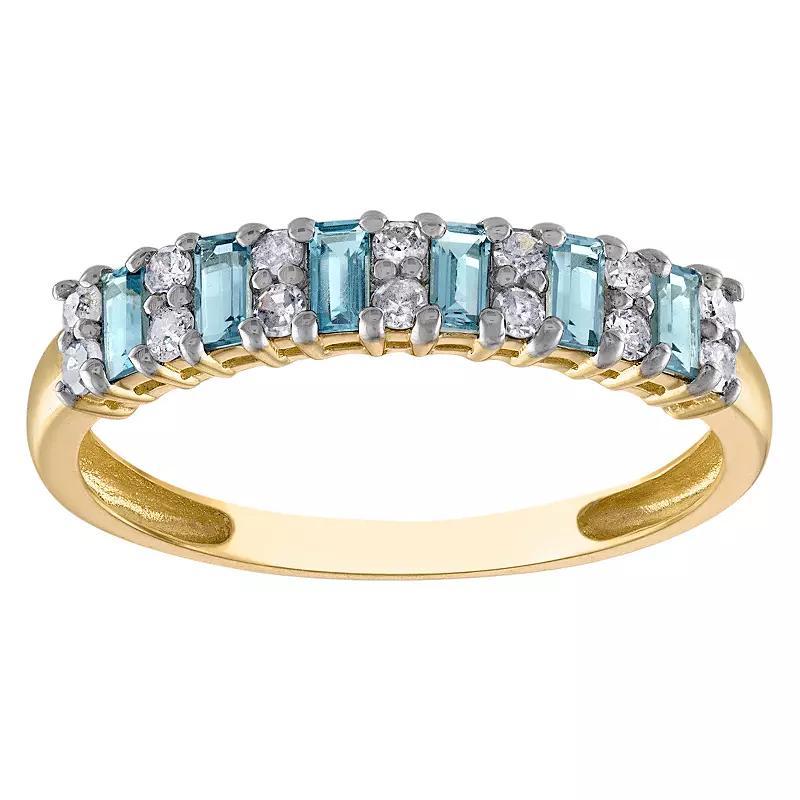 Tiara 10k Gold Gemstone & 1/5 Carat T.W. Diamond Ring, Womens London Blue Topaz Product Image